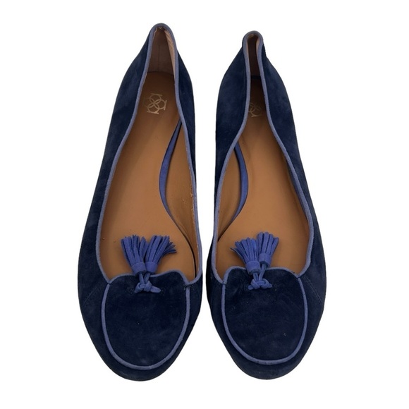 Ann Taylor Blue Suede Slip On Tassel Flats Size 9 1/2 Women’s - Picture 5 of 11